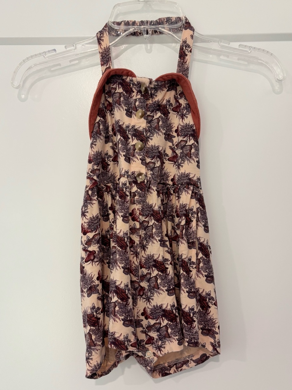 Kate Quinn Butterfly Floral Bamboo Halter Romper 12/18 months